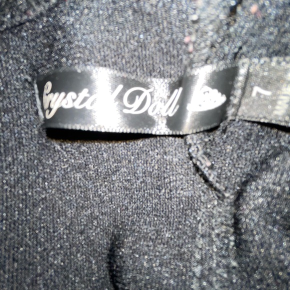 Crystal Doll Black & Blush Pink Flocked Floral Dress 7 (jrs.) FREE SHIP - Picture 4 of 5